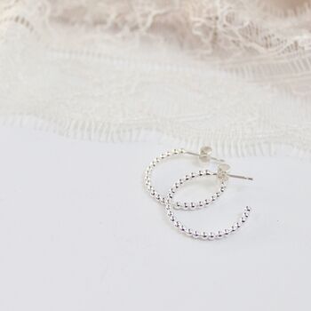 Beaded Sterling Silver Hoop Earrings, 4 of 6