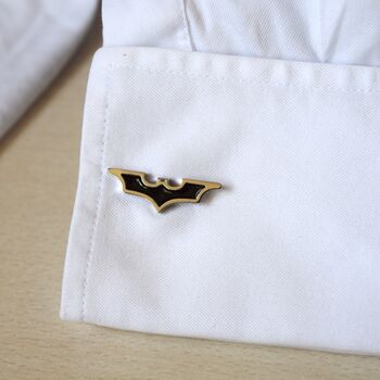 Bat Emblem Cufflinks Black Stainless Steel Batman Cufflinks Gift For Him, 3 of 5