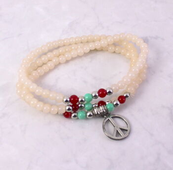 Beaded Wrap Bracelet With Peace Charm, 4 of 6