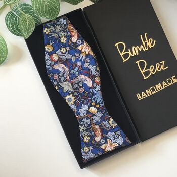 Self Tie Bow Tie In Indigo Liberty Of London Print, 3 of 4