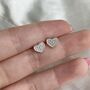 Silver Heart Pave Wedding Earrings – Mother Of The Groom, thumbnail 2 of 5