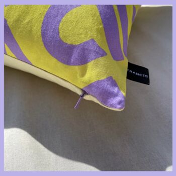 Love Yellow And Lilac Geometric Cushion, 6 of 9