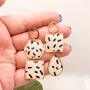 Asymetric Monochrome Statement Earrings Dalmatian, thumbnail 8 of 10