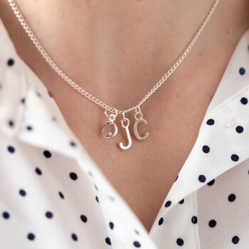 September Sapphire Swarovski Crystal Birthday Birthstone And Initial Necklace, 6 of 7
