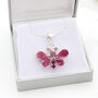 Ruby And Rhodolite Garnet Gemstone Butterfly Pendant, thumbnail 2 of 2
