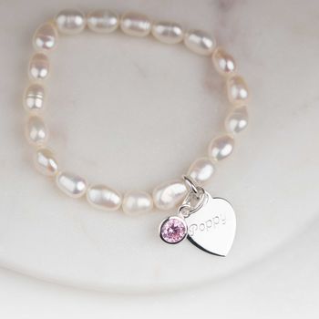 Personalised Children's Pearl Birthstone Bracelet, 2 of 6