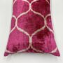 Oblong Ikat Velvet Cushion Pink Bulbous, thumbnail 3 of 10