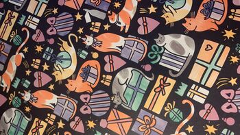 Cats With Gifts Christmas Large Gift Wrapping Sheet, 2 of 2