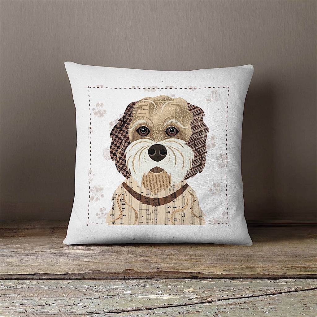 Buff Cockapoo Personalised Dog Cushion Cover By Simon Hart