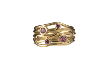Silver Or Gold Gemstone Ripple Ring, 5 of 7