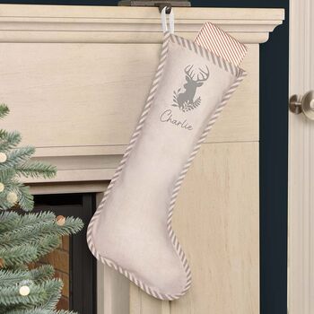 Personalised Grey Stag Christmas Stocking, 4 of 4