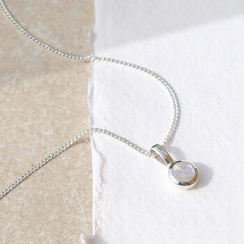 June Birthstone Moonstone Sterling Silver Charm Necklace, 2 of 10