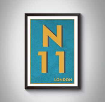 N11 Bounds Greenl London Postcode Typography Print, 6 of 10
