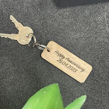 Personalised Solid Oak Wooden Keyring, 2 of 8