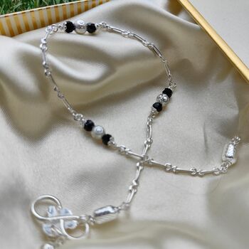 Sterling Silver Black Bead Payal Anklet, 3 of 5