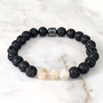 Men's Citrine And Lava Bead November Birthstone Bracelet, 6 of 11