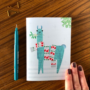 Christmas Mistletoe Llama A6 Recycled Notebook, 2 of 8