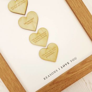Reasons I Love You Personalised Wooden Heart Print, 3 of 3