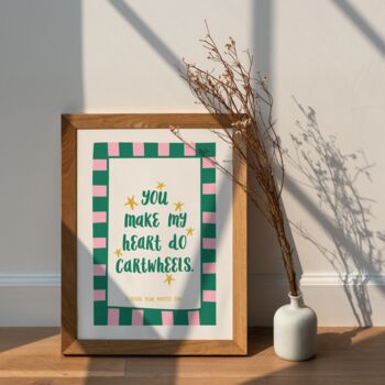 You Make My Heart Do Cartwheels Personalised Valentine’s Print, 5 of 6