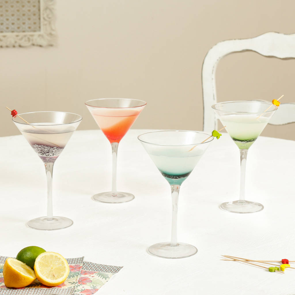 set of four handblown cocktail glasses gift set by dibor
