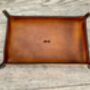 Personalised Rectangle Burnt Tan Leather Desk Tray, thumbnail 4 of 12