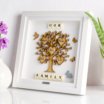 Wooden Family Tree Frame Personalised Gift For Parents, 4 of 12