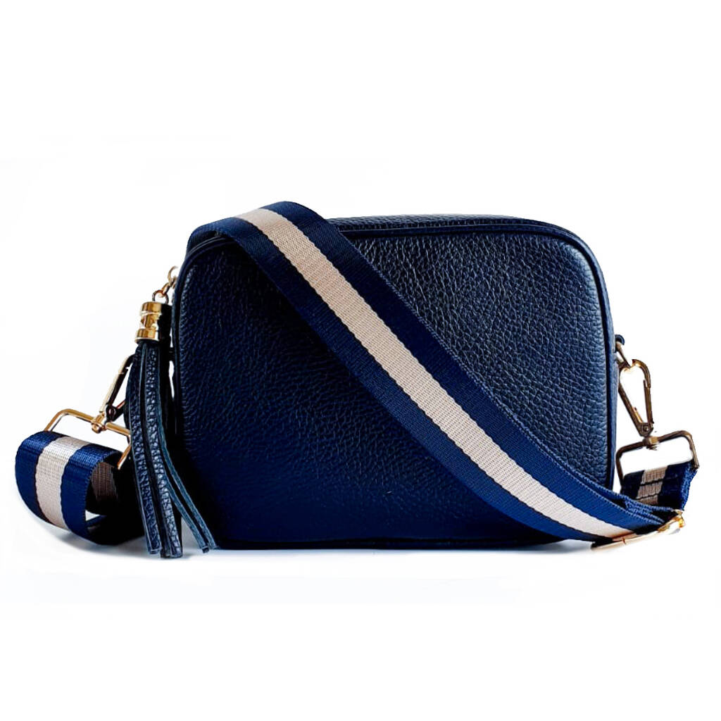 Navy Leather Handbag With Interchangeable Strap By Apatchy ...