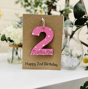 Personalised 2nd Birthday No. Two Wooden Keepsake Card, 3 of 8