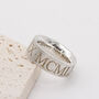 Roman Numerals Personalised Silver Ring 8mm Flat, thumbnail 3 of 10