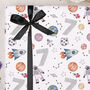 Three Sheets Of Children's 7th Birthday Space Wrapping Paper, thumbnail 1 of 2