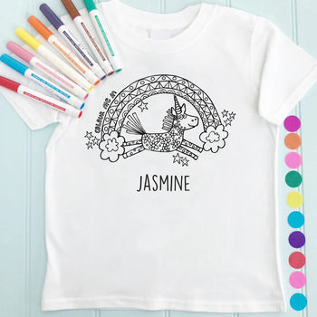 Personalised Unicorn Rainbow Child's T Shirt, 2 of 4