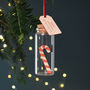 Candy Cane Glass Bauble Christmas Tree Decoration, thumbnail 2 of 6