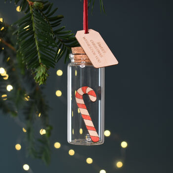 Candy Cane Glass Bauble Christmas Tree Decoration, 2 of 6