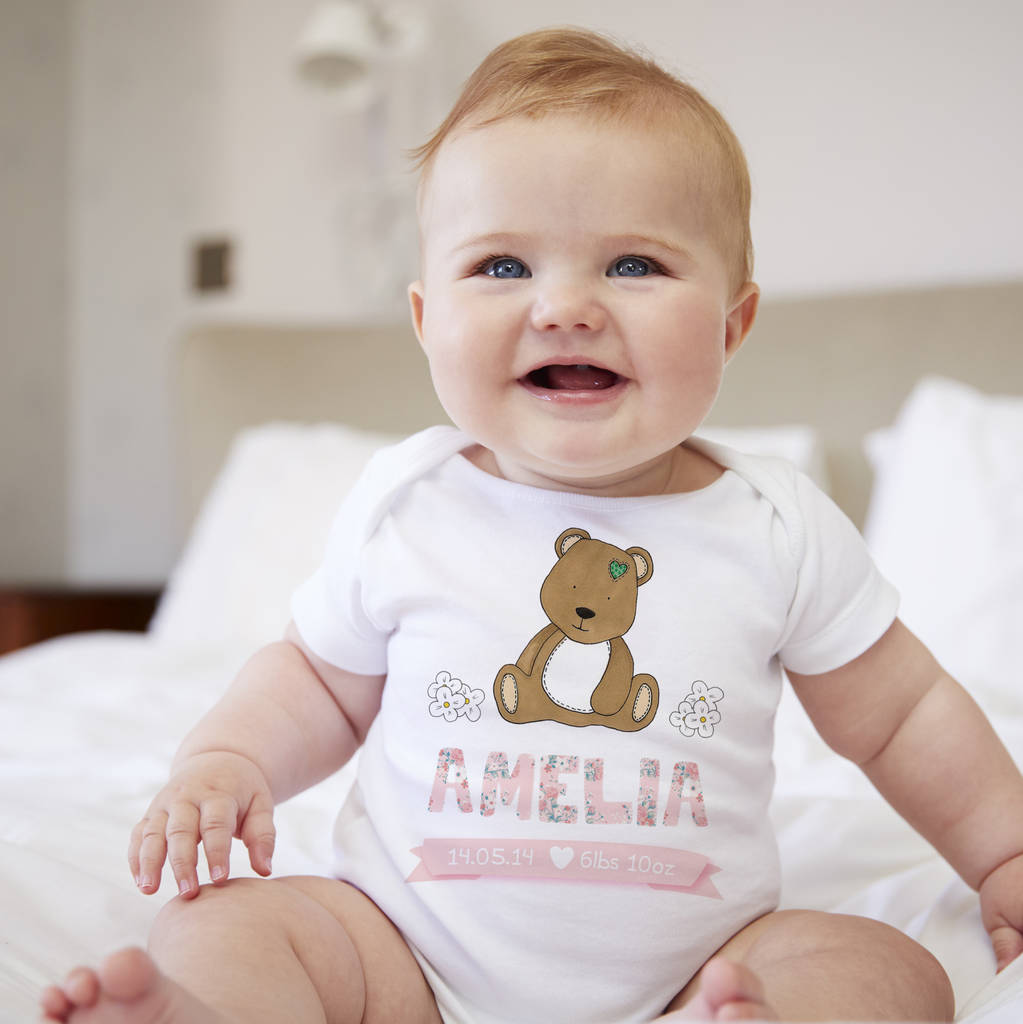 Personalised Bear Baby Vest By Cows & Kisses