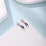 Four Cz Flower And Droplet Stud Earrings, thumbnail 7 of 12
