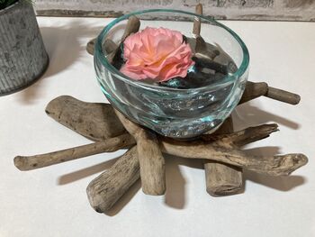 Medium Molten Glass Bowl On Driftwood Base, 6 of 8