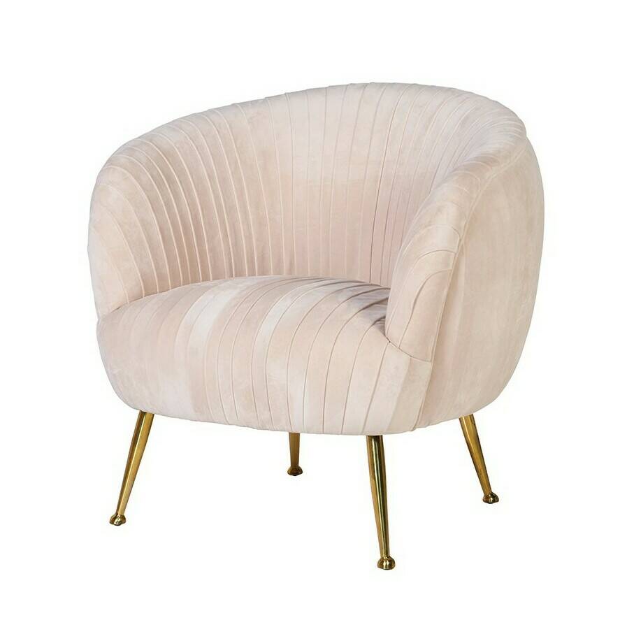 Pale Pink Pleated Velvet Accent Chair