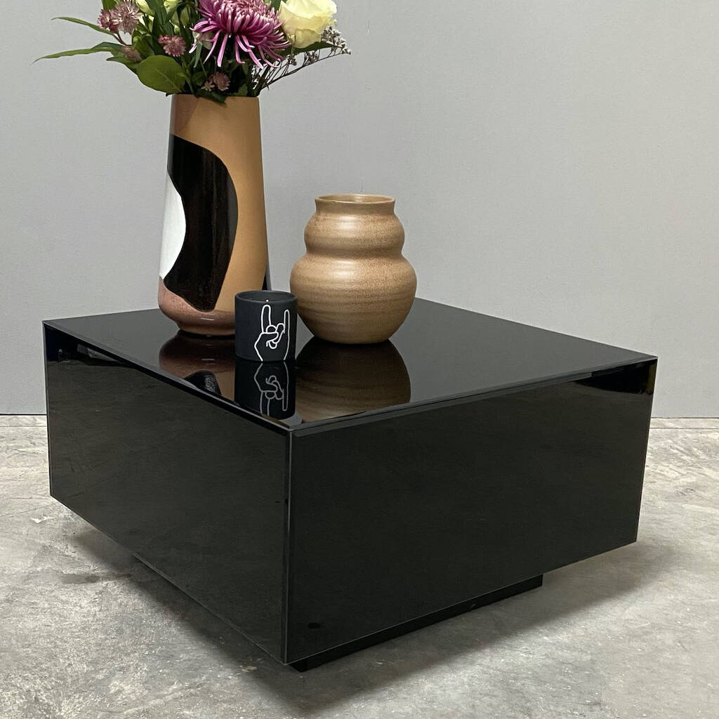 Black Mirror Cube Coffee Table, 1 of 5