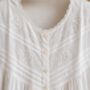 Women's White Cotton Long Sleeve Nightdress Yoke, thumbnail 5 of 6
