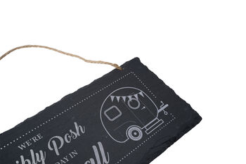 We're Terribly Posh, We Holiday In Cornwall Illustrated Slate Sign, 4 of 4