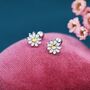 Little Daisy Flower Screw Back Earrings Sterling Silver, thumbnail 3 of 10