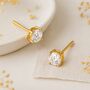 9ct Gold Cubic Zirconia April Birthstone Stud Earrings, thumbnail 1 of 5