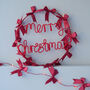 Merry Christmas Satin Bow Light Up Wreath | Handmade Holiday Decoration, thumbnail 4 of 5