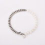 Pearl Bracelet For Men, Half Pearl Half Cuban Chain, thumbnail 5 of 11