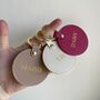 Personalised Custom Saffiano Leather Circle Key Chain Key Ring, thumbnail 3 of 4