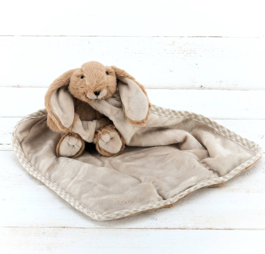 Bunny Brown Toy Baby Soother Personalised, Gift Boxed, 1 of 3