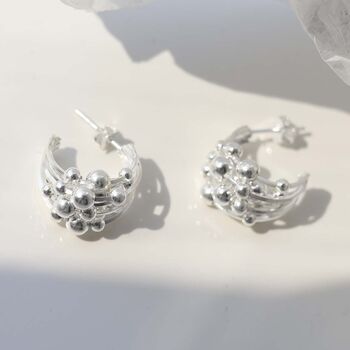 Sterling Silver Bubble Hoop Studs, 5 of 9
