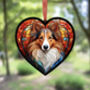 Sheltie Stained Glass Effect Heart Suncatcher, thumbnail 4 of 5