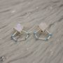 Raw Moonstone, Turquoise Sterling Silver Earrings, thumbnail 2 of 7