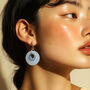 Blue And Cream Stripey Circular Earrings, thumbnail 2 of 6